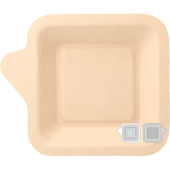 Piatti quadrati "Bionici" con manico Bagasse Piatti quadrati "Bionici" con manico Bagasse